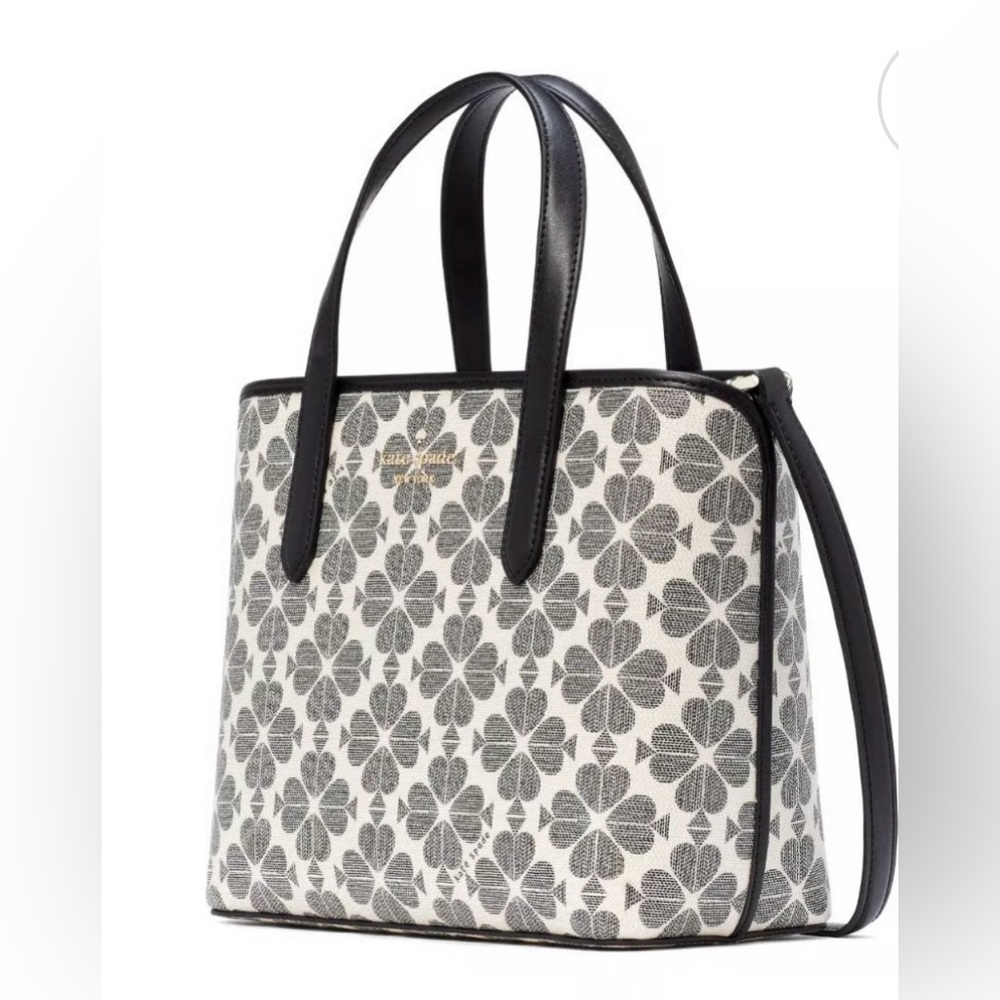 ♠️ Kate Spade NEW Flower Spade Gray, Black And White Small Tote Bag.